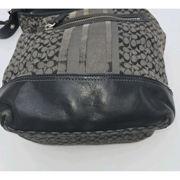 Coach Legacy Black Gray Signature Logo Purse Jacquard Duffle Shoulder Bag Tass - Picture 4 of 16